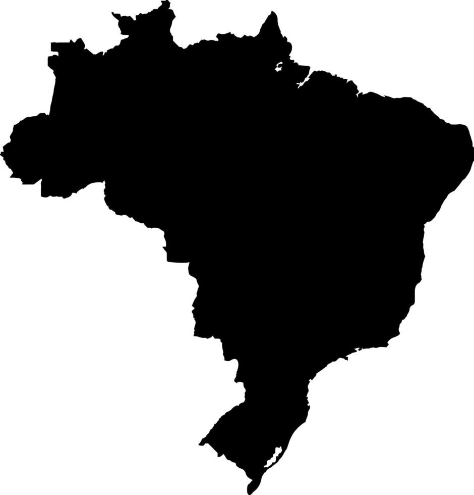 mapa de contorno do brasil de cor preta. mapa político brasileiro. ilustração vetorial vetor