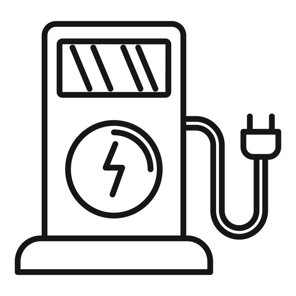 ícone de posto de gasolina elétrico, estilo de estrutura de tópicos vetor