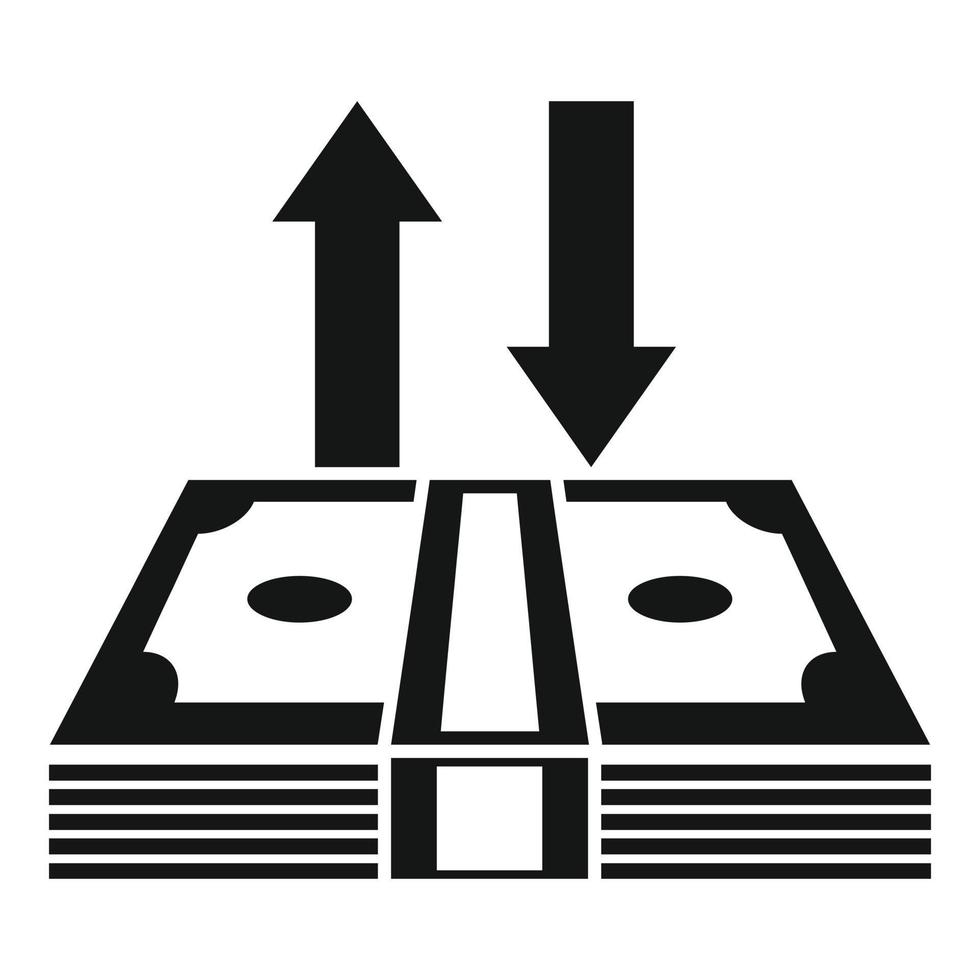 ícone de dinheiro de depósito de reembolso, estilo simples vetor