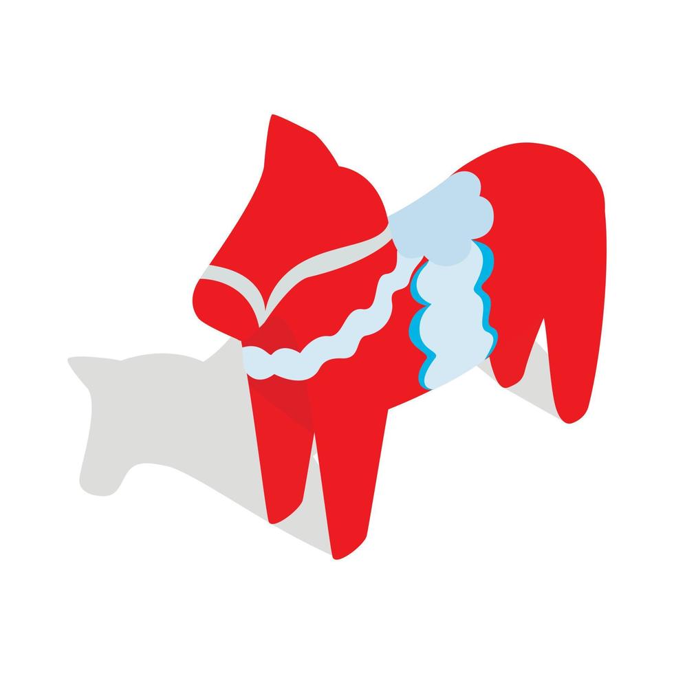 cavalo de madeira vermelho, ícone em estilo 3d isométrico vetor