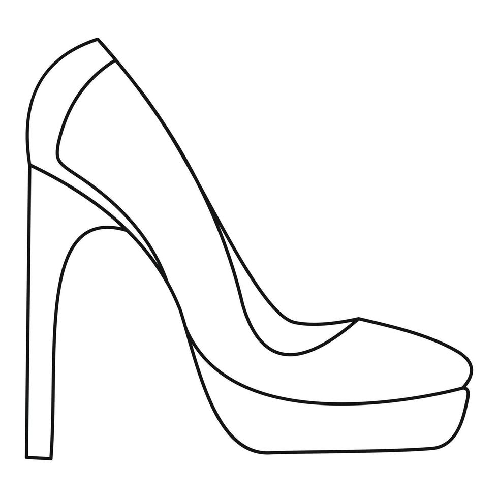 vetor de ícone de sapatos de mulher linha fina