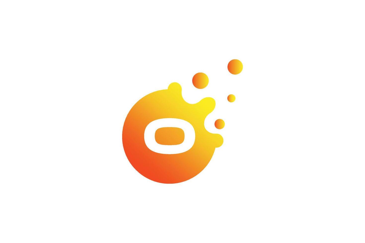 letra o logotipo. o vetor de design de letras com ilustração vetorial de pontos. logotipo de marca de letra com gradiente laranja e amarelo.