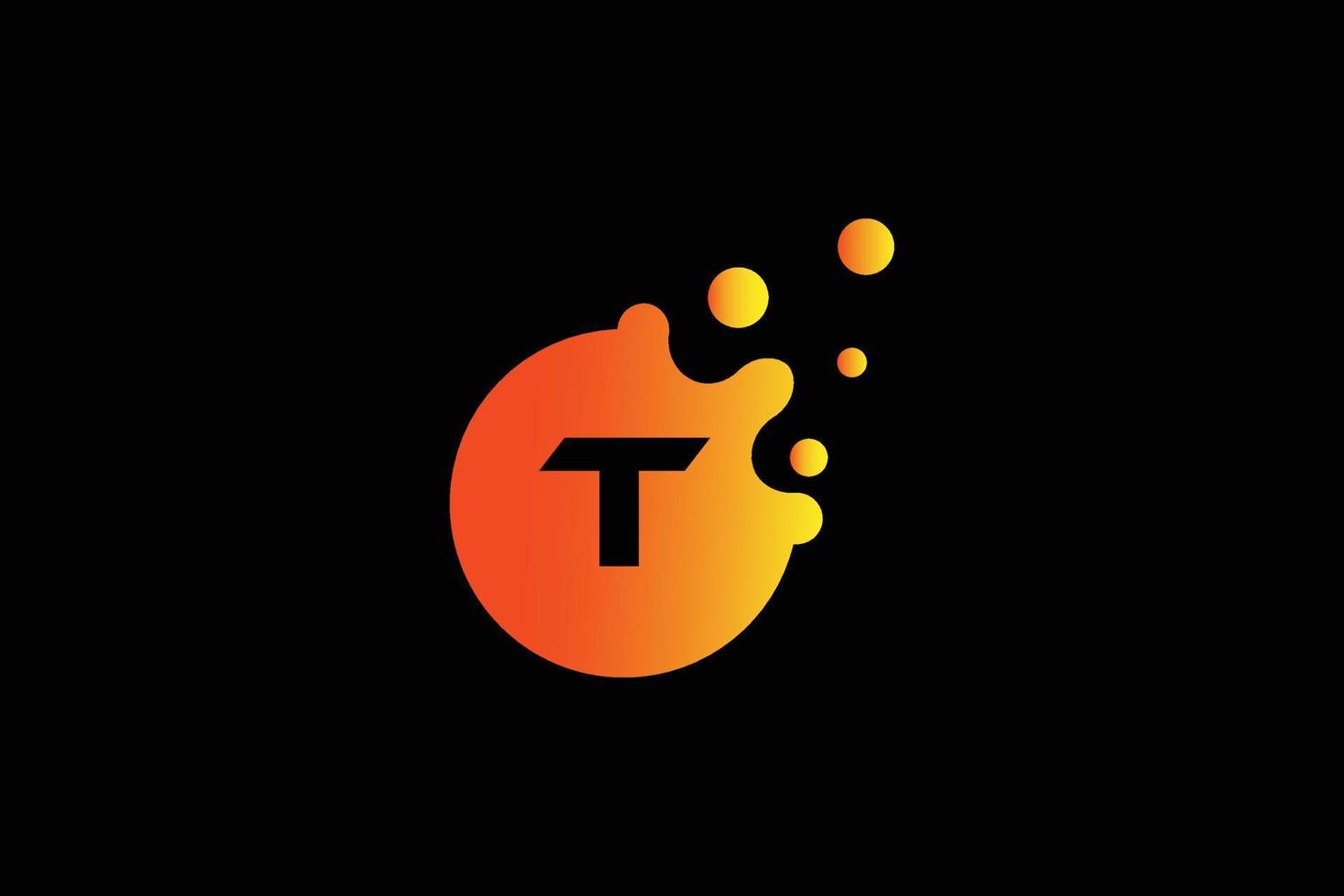 logotipo da letra t. t vetor de design de letra com ilustração vetorial de pontos. logotipo de marca de letra com gradiente laranja e amarelo.