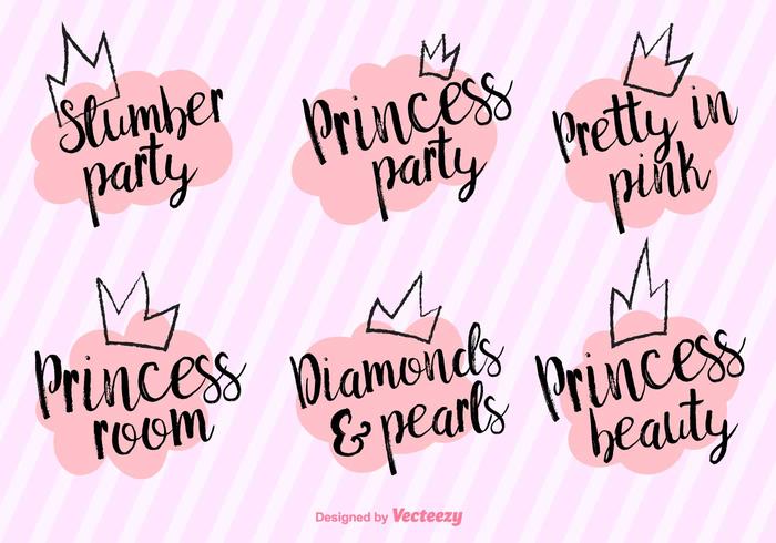Frases Princess Party Vector
