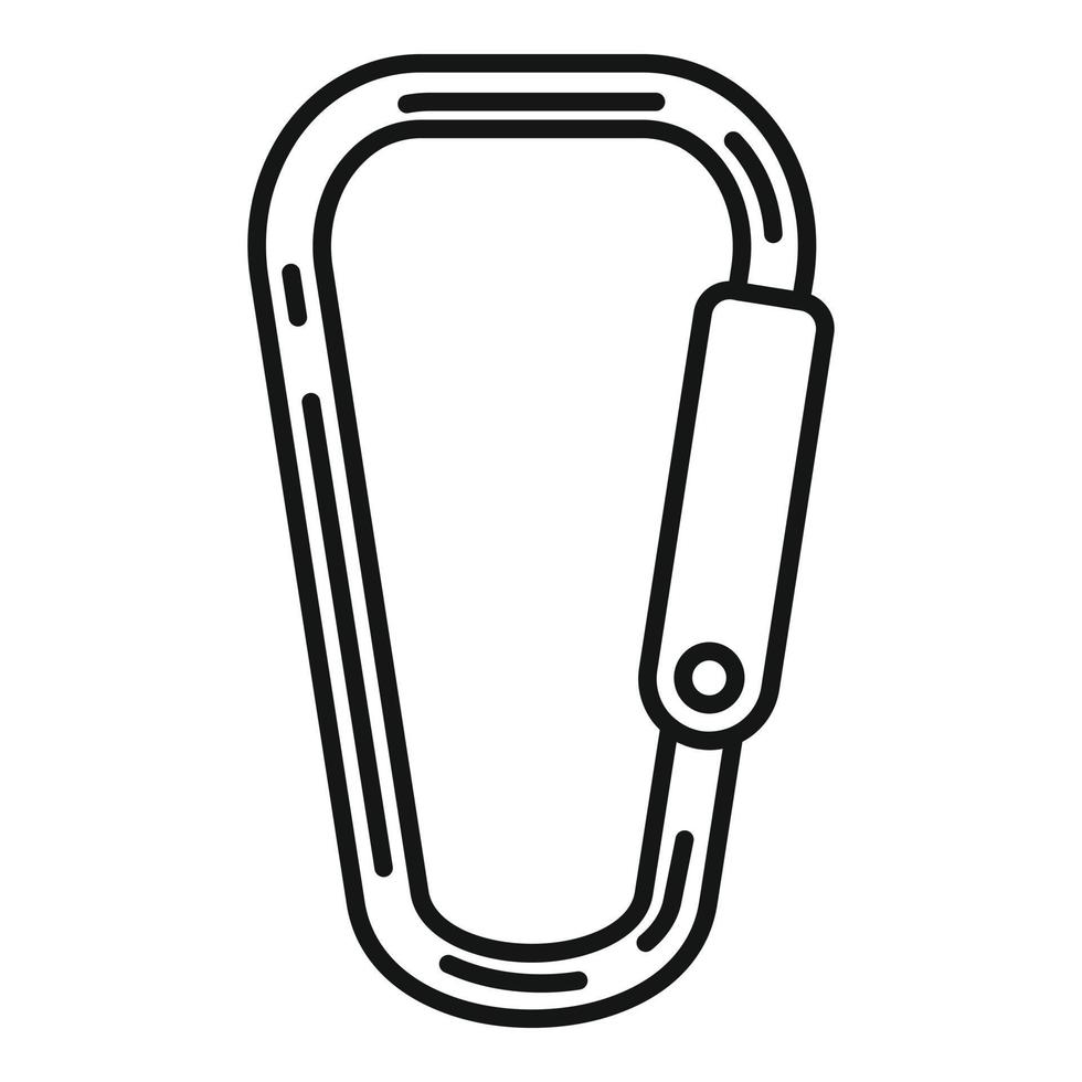 ícone de mosquetão de caminhada, estilo de estrutura de tópicos vetor