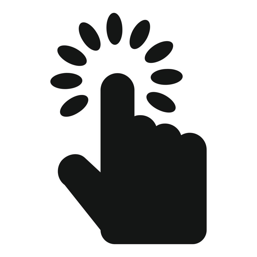 ícone do cursor de mão, estilo preto simples vetor
