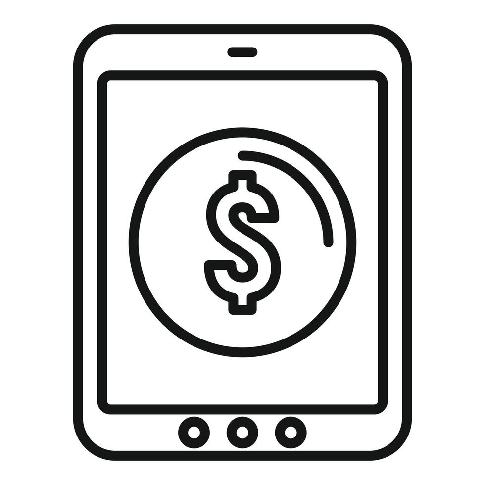 ícone de empréstimo on-line para tablet, estilo de estrutura de tópicos vetor