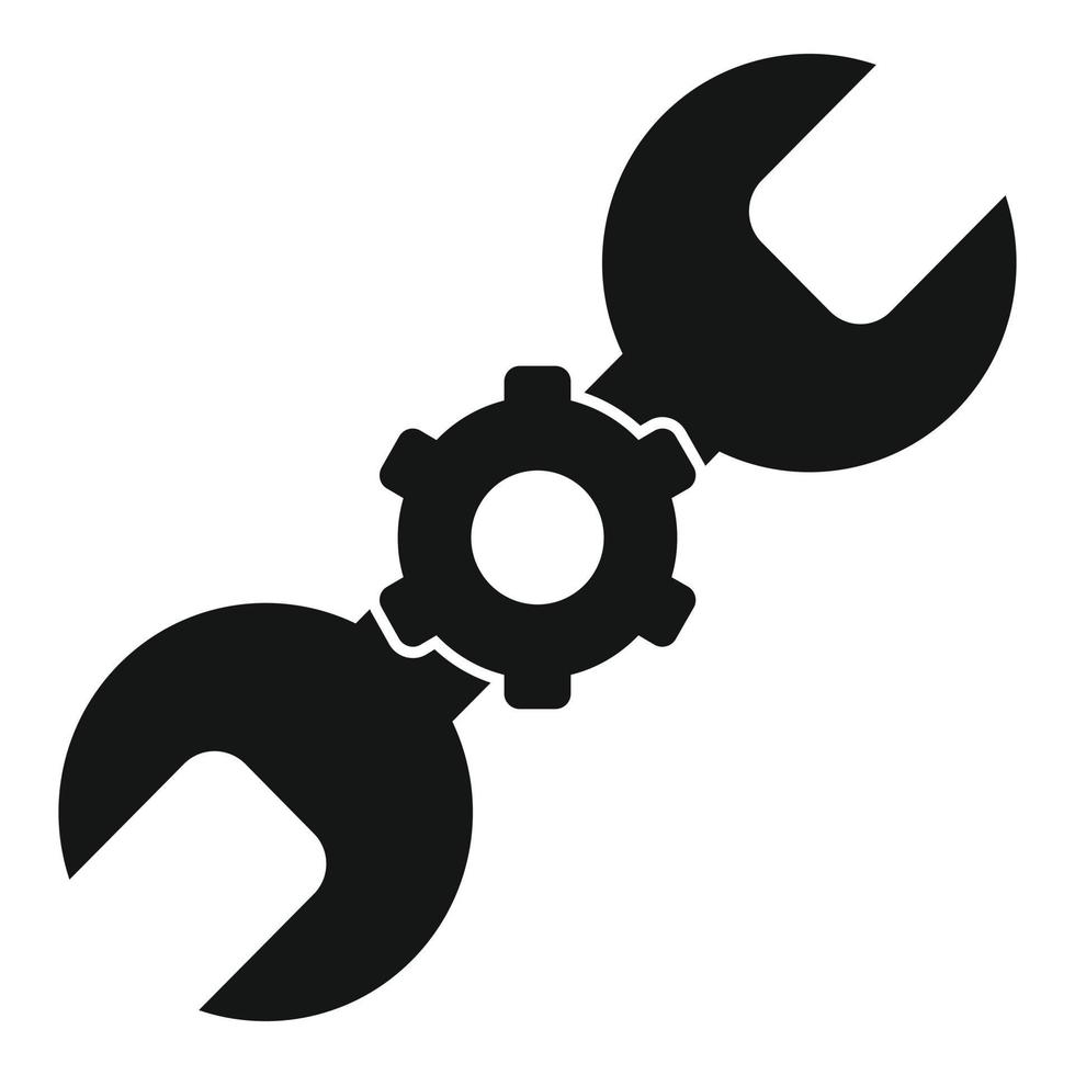 ícone do centro de serviço de chave de engrenagem, estilo simples vetor