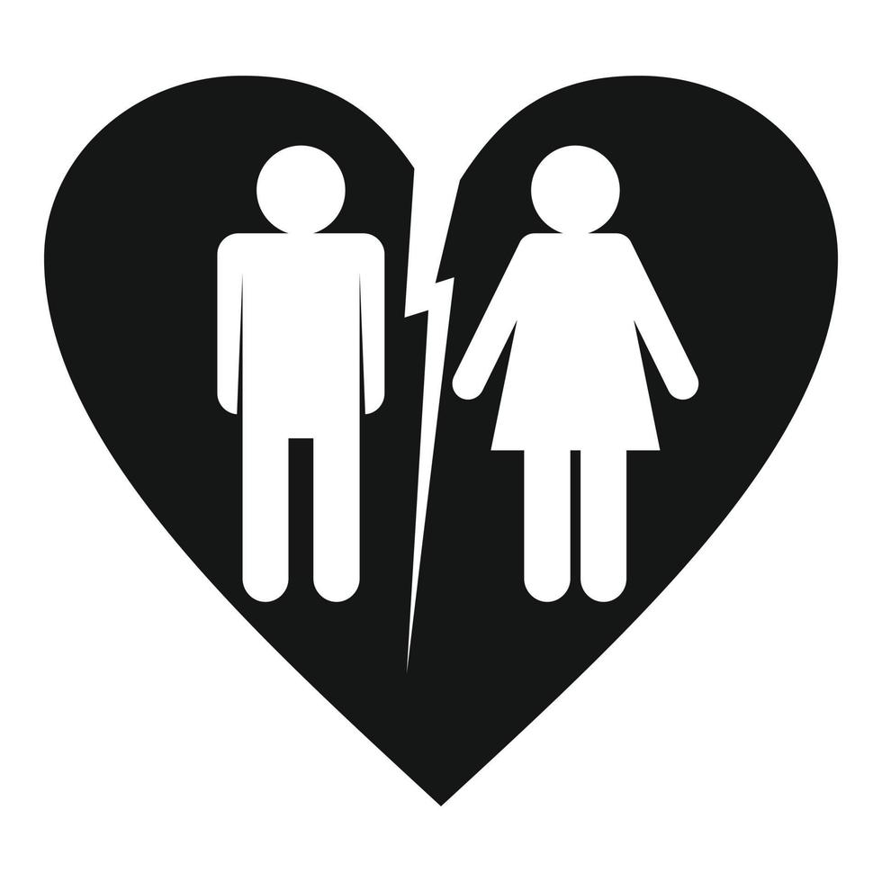ícone legal do divórcio do coração, estilo simples vetor