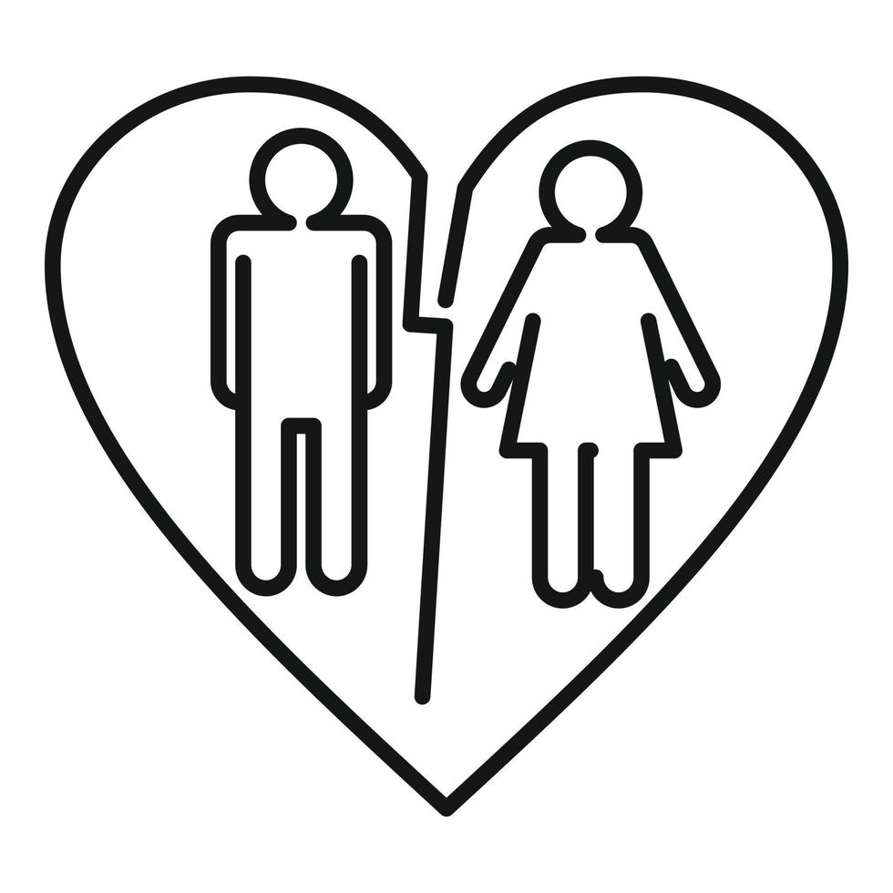 ícone de divórcio de coração legal, estilo de estrutura de tópicos vetor