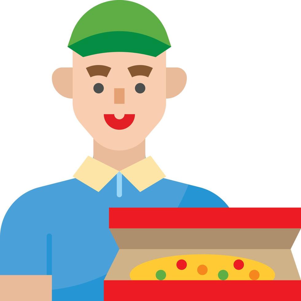 comida de avatar de entregador de pizza - ícone plano vetor