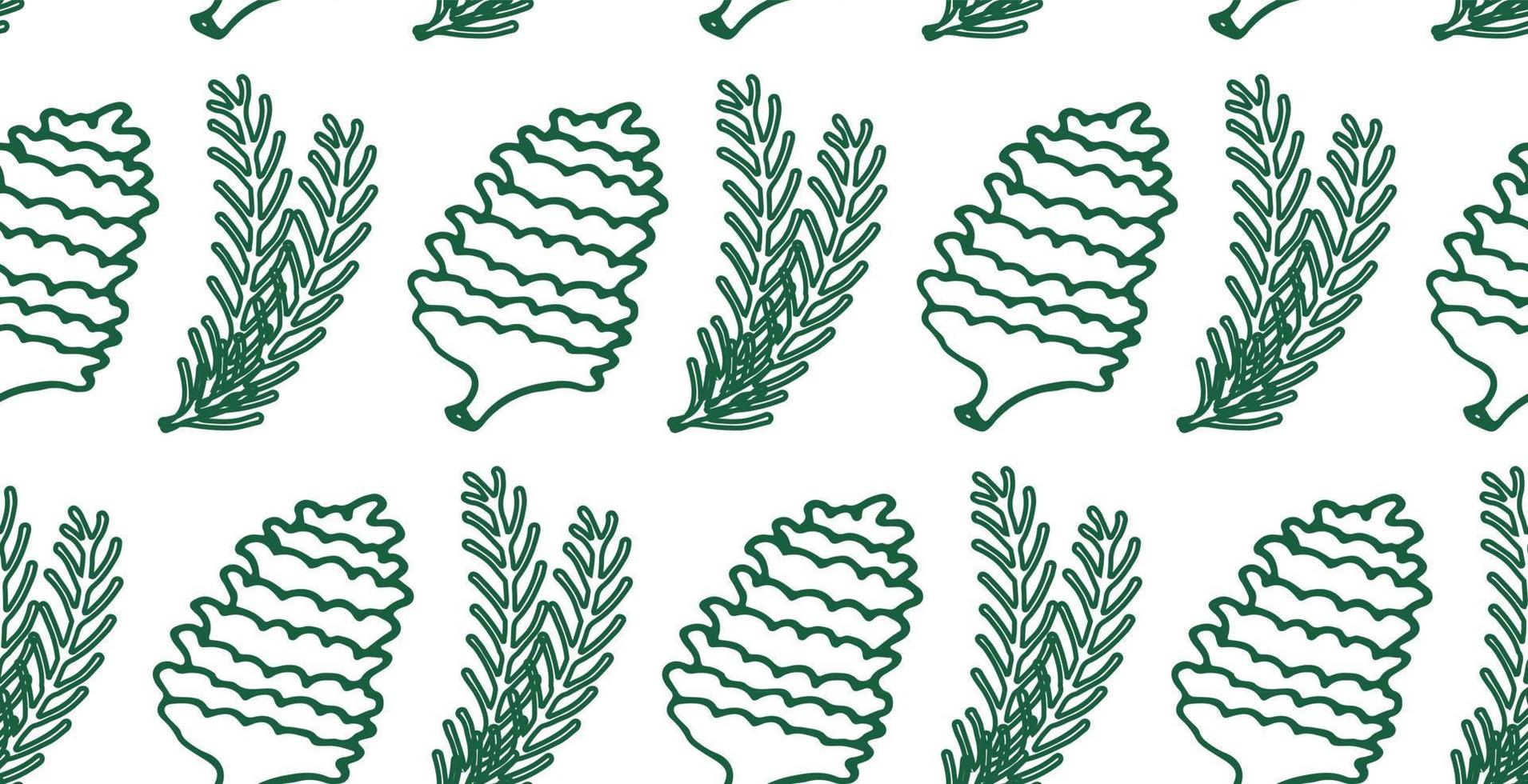 padrão botânico e orgânico perfeito com pinhas e galhos. cor verde. ilustração vetorial vetor
