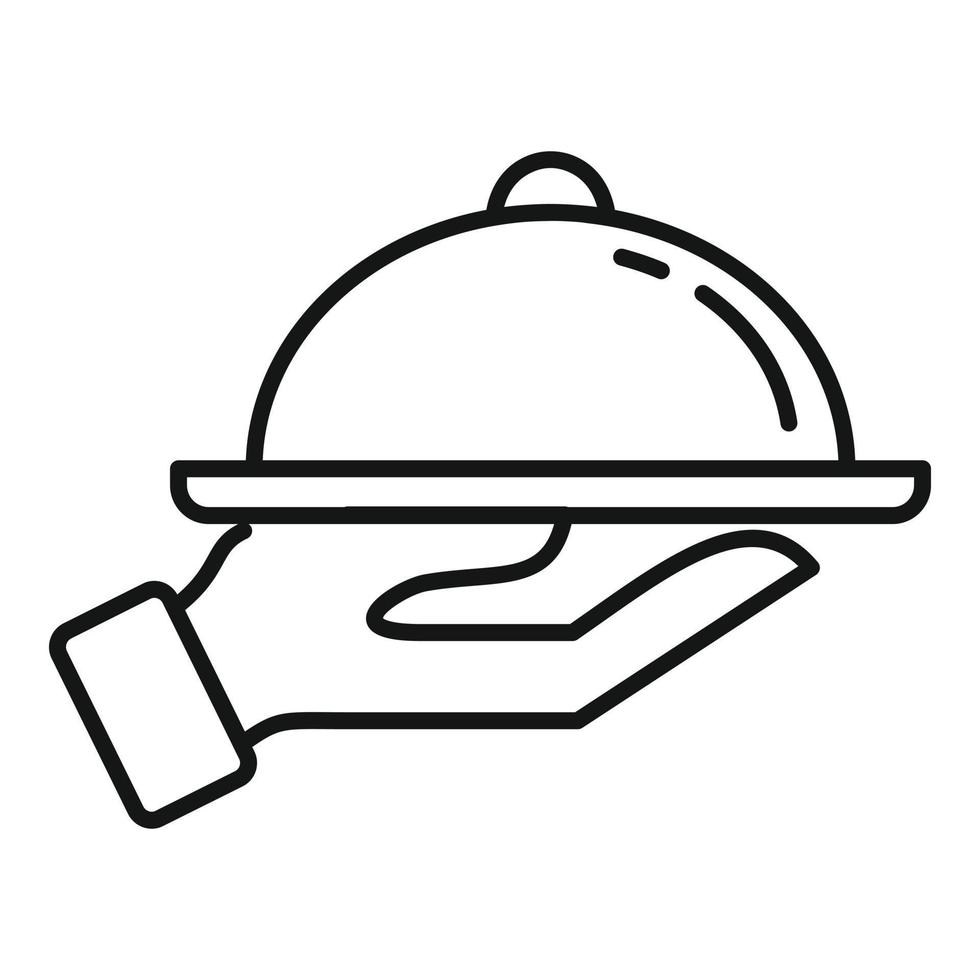 ícone da bandeja de comida, estilo de estrutura de tópicos vetor