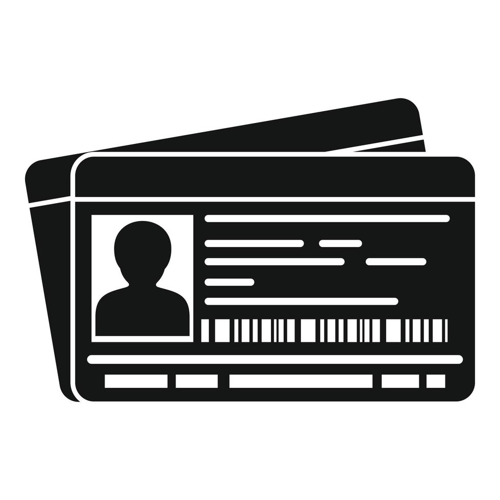 ícone de cartão de passaporte de identificação, estilo simples vetor