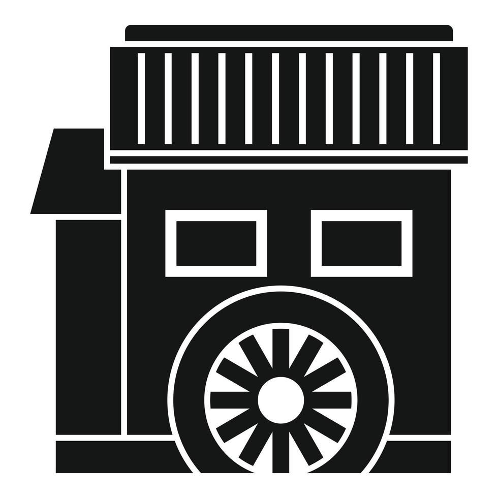 ícone da casa do moinho de água, estilo simples vetor