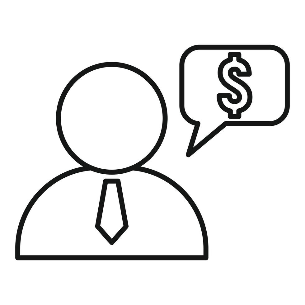 ícone do consultor de questões financeiras, estilo de estrutura de tópicos vetor