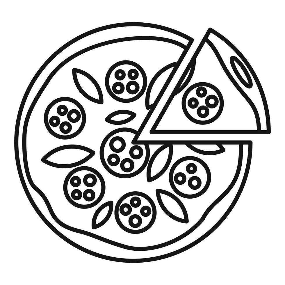 ícone de pizza margarita, estilo de estrutura de tópicos vetor