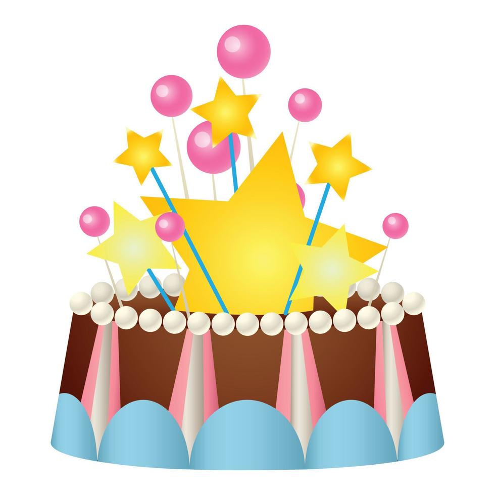 ícone de bolo de aniversário estrela, estilo cartoon vetor