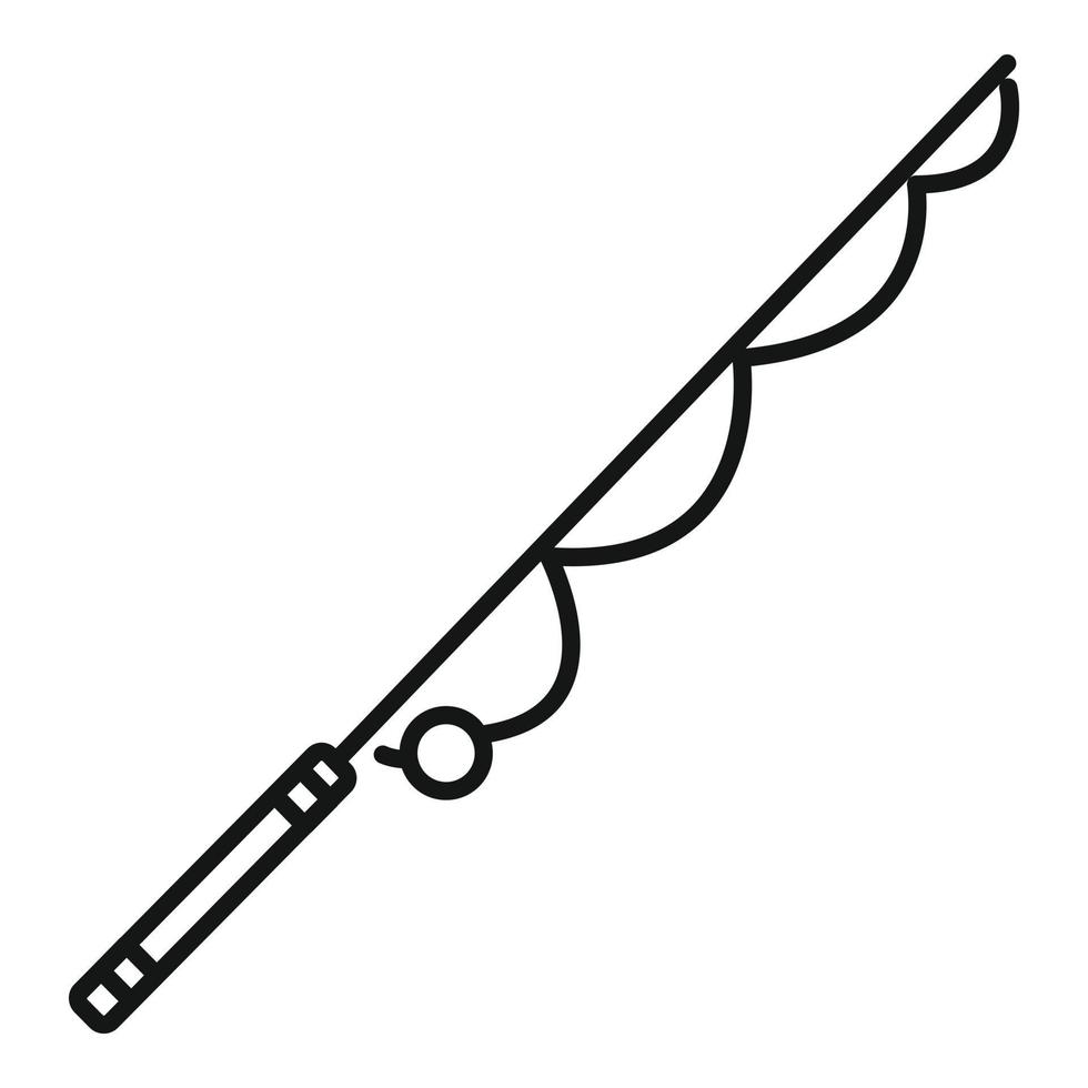 ícone de lazer da vara de pescar, estilo de estrutura de tópicos vetor