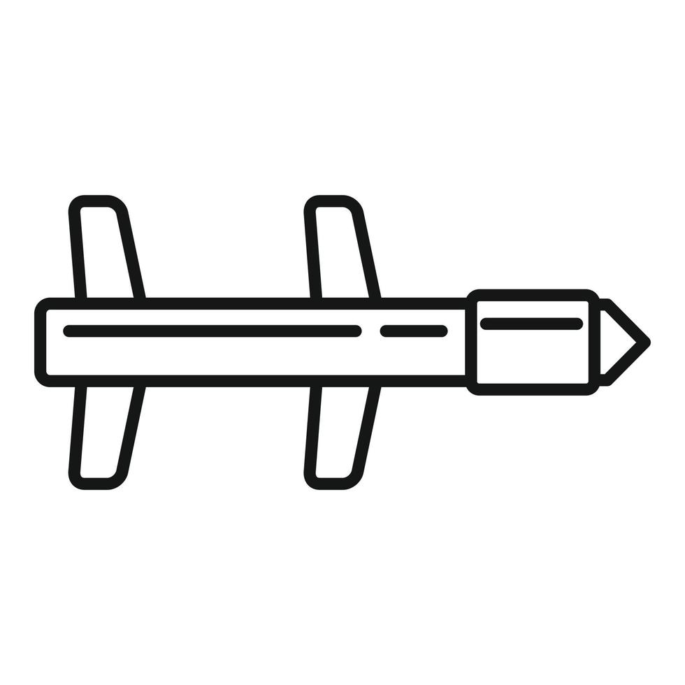 ícone de jato de míssil, estilo de estrutura de tópicos vetor