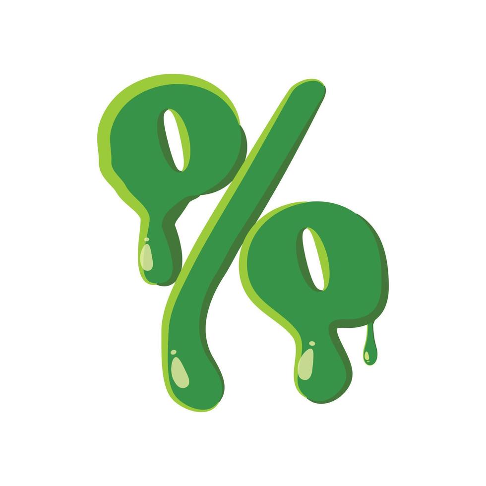 sinal de porcentagem feito de lodo verde vetor