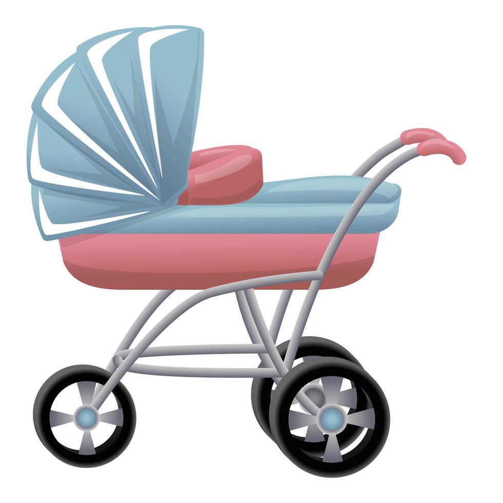 ícone de carrinho de bebê, estilo cartoon vetor