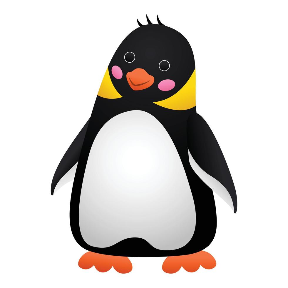 ícone de pinguim surpreso, estilo cartoon vetor