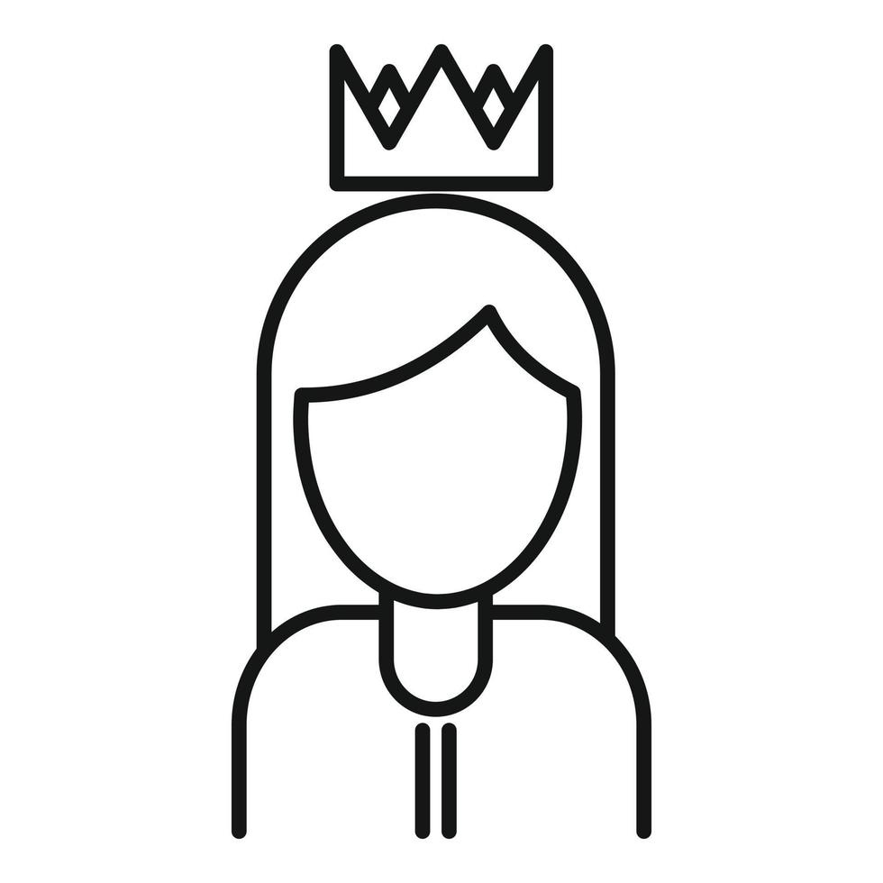 ícone de reputação de rainha, estilo de estrutura de tópicos vetor
