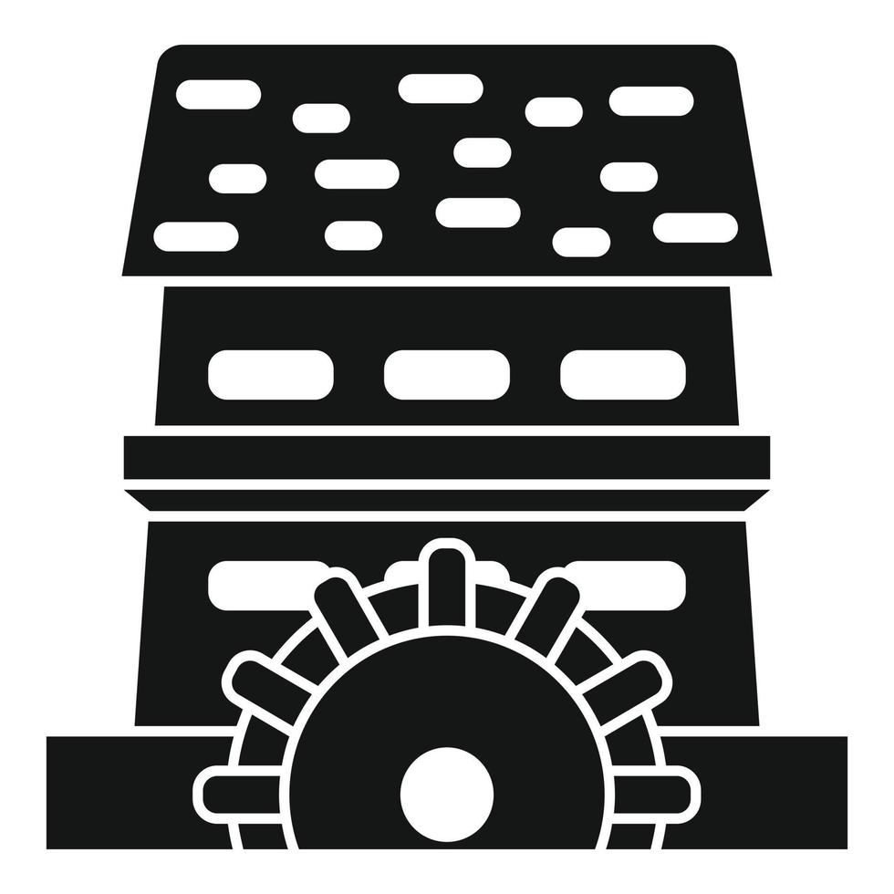 ícone do moinho de roda d'água, estilo simples vetor