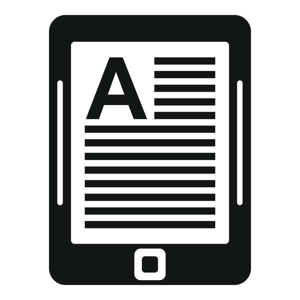 ícone do leitor de tablet da biblioteca, estilo simples vetor