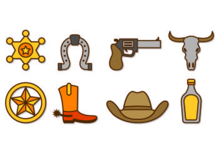 Conjunto de vaqueiro ou Gaucho Icons vetor