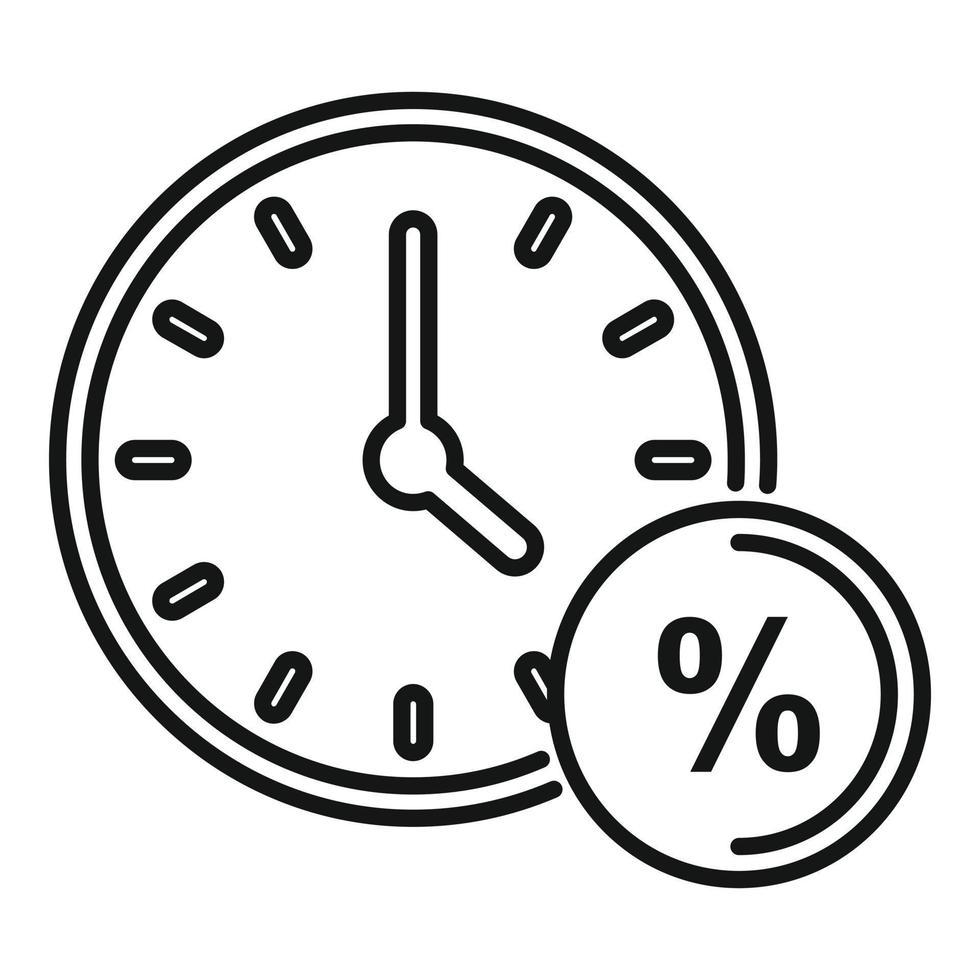 ícone de relógio fiscal, estilo de estrutura de tópicos vetor