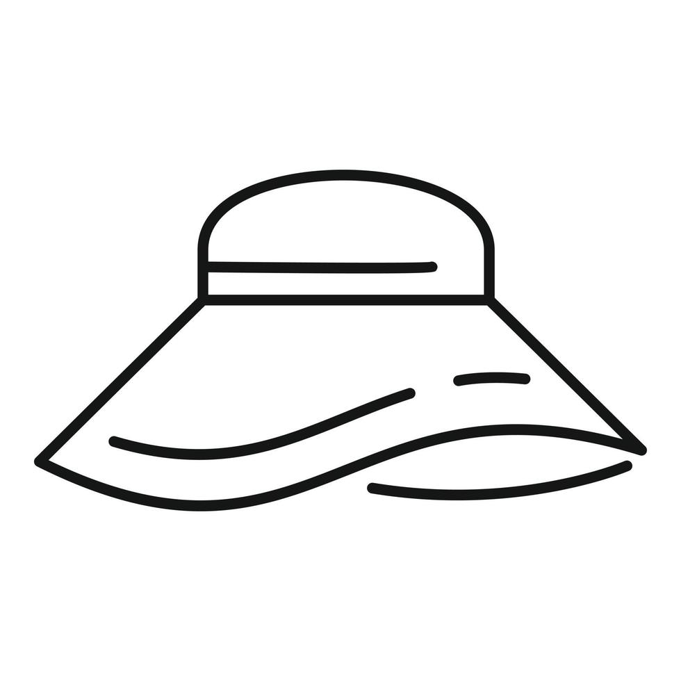 ícone de chapéu de mulher de praia, estilo de estrutura de tópicos vetor