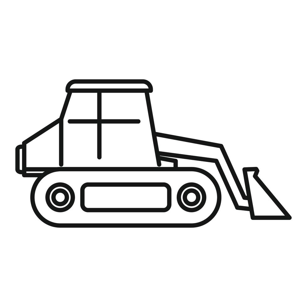 ícone de bulldozer carregador, estilo de estrutura de tópicos vetor