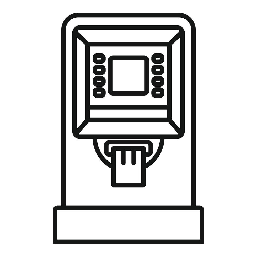 ícone de crédito em caixa eletrônico, estilo de estrutura de tópicos vetor