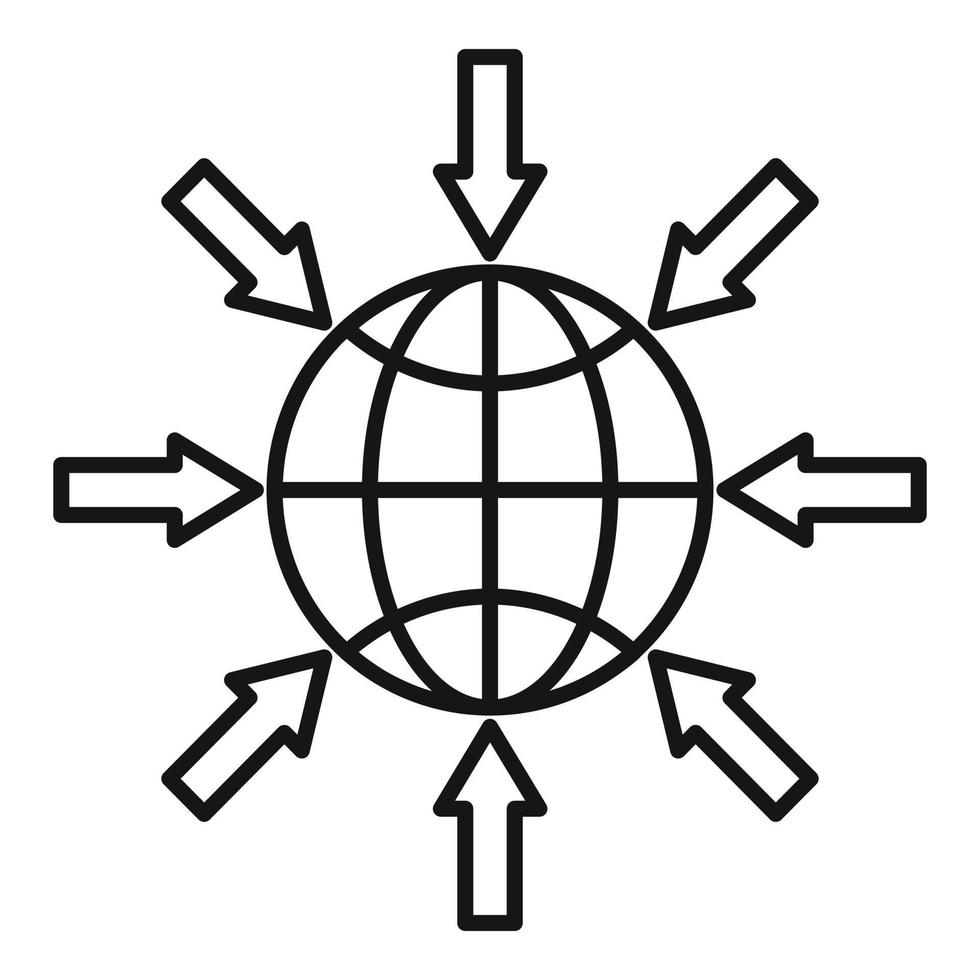 ícone de gravidade da terra, estilo de estrutura de tópicos vetor