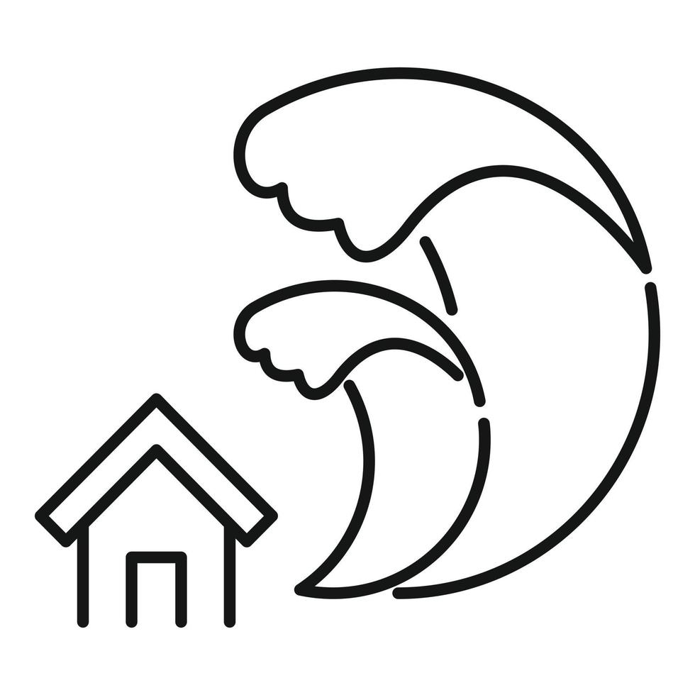 ícone de desastre de tsunami, estilo de estrutura de tópicos vetor