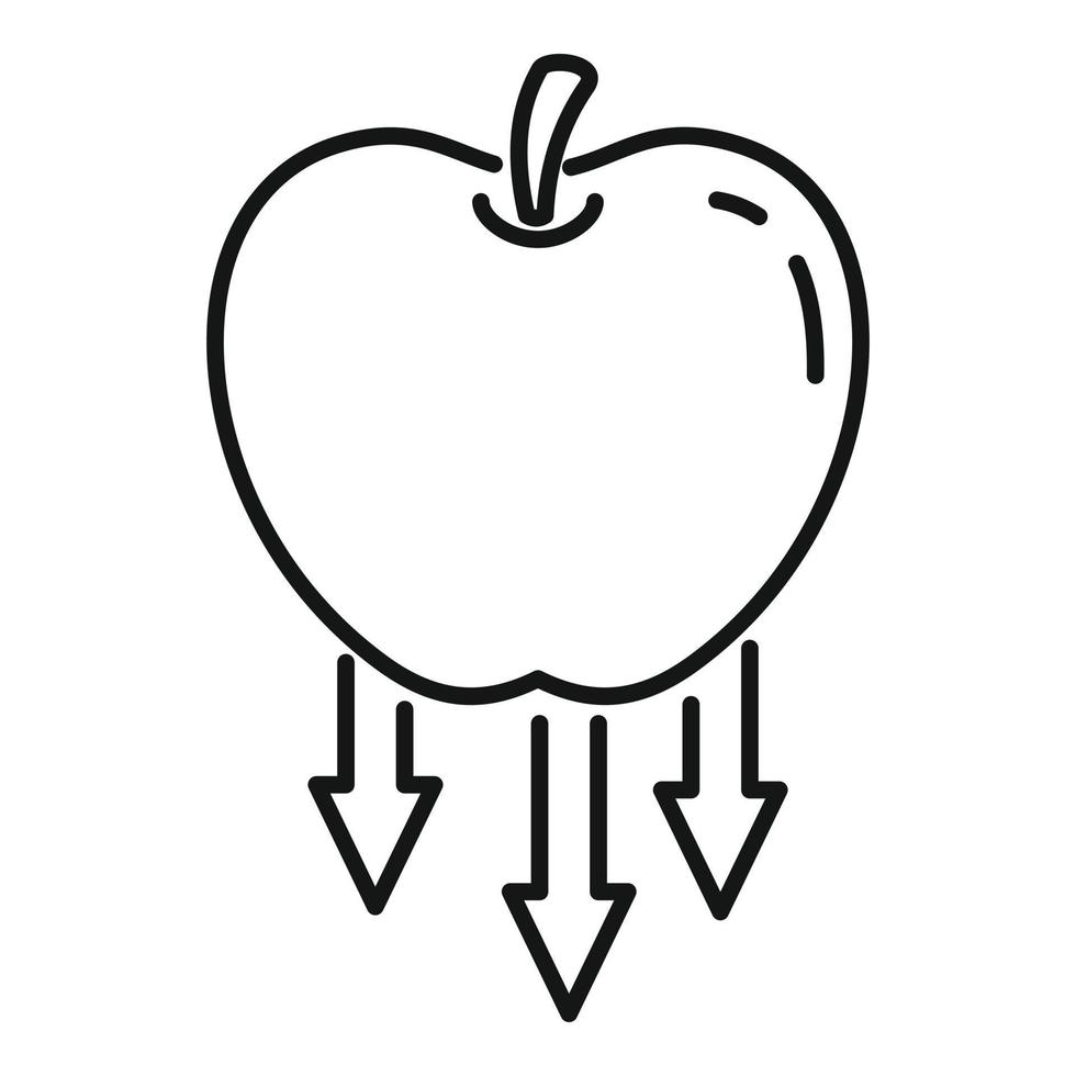 ícone de gravidade de maçã, estilo de estrutura de tópicos vetor