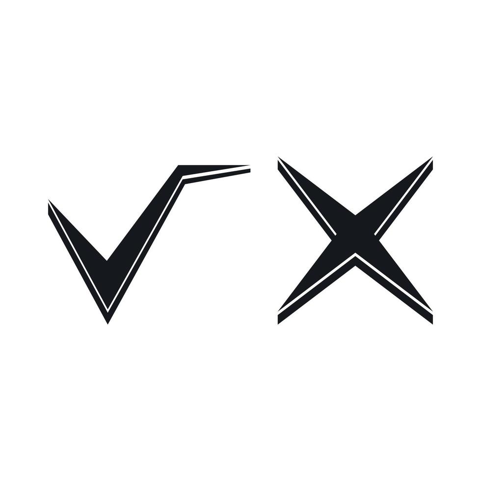 ícone de carrapato e cruz, estilo simples vetor