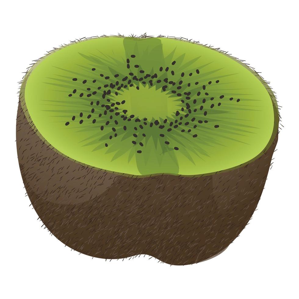 ícone de meio kiwi, estilo cartoon vetor