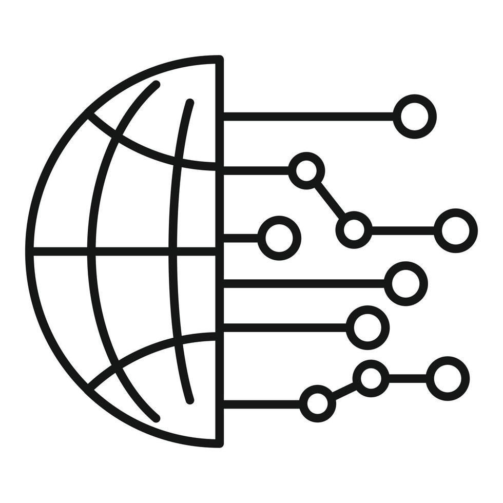 ícone global de inteligência artificial, estilo de estrutura de tópicos vetor