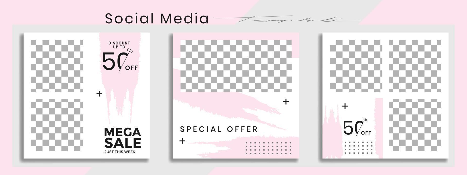 modelos editáveis do instagram. história de mídia social e quadros de postagem. design de layout para promoções de marketing. cobrir. conjunto de modelo de banner de venda. fundos de redes sociais. quebra-cabeças quadrados. vetor