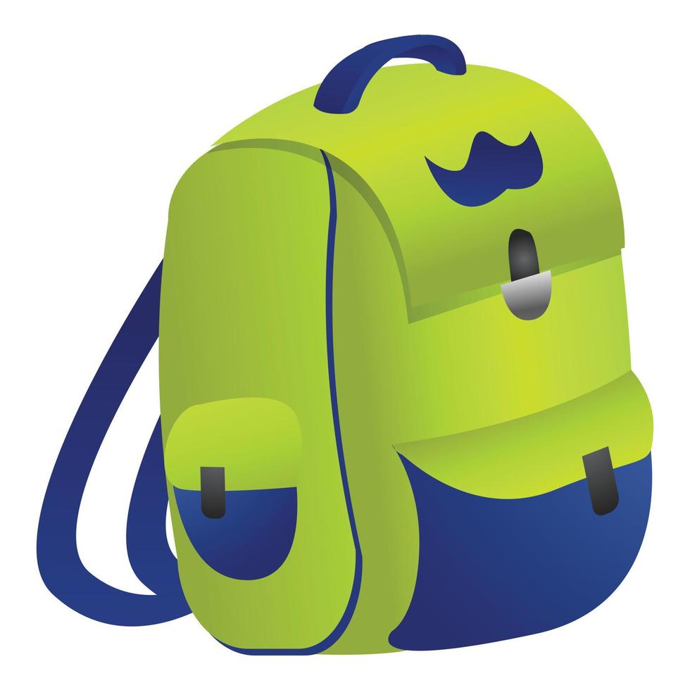 ícone de mochila verde menino, estilo cartoon vetor