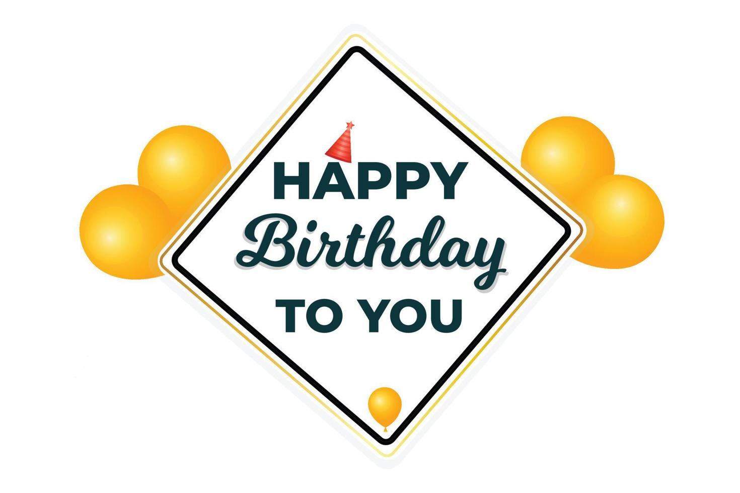 cartão de desejos de feliz aniversário com design de balões vetor