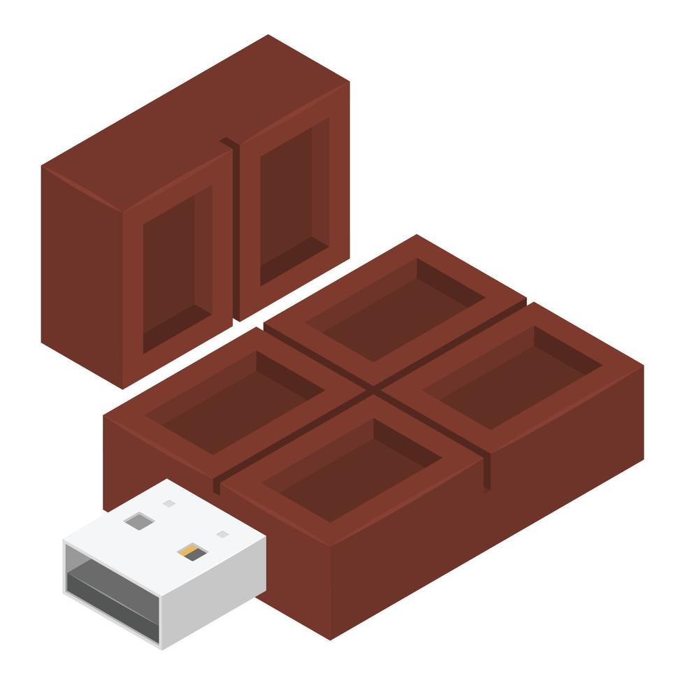 ícone de flash choco usb, estilo isométrico vetor