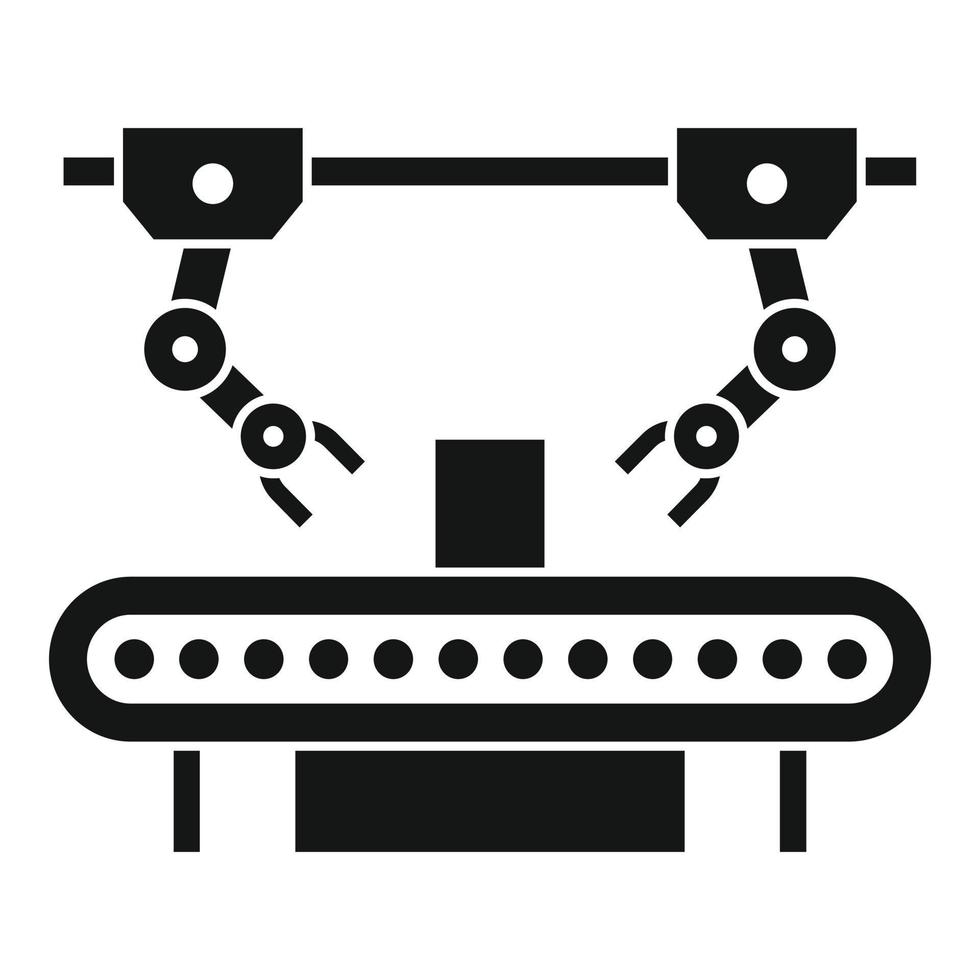 ícone do robô da linha de montagem, estilo simples vetor