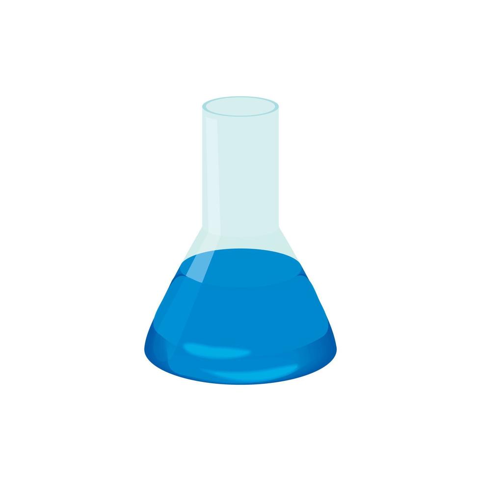 ícone de frasco de laboratório, estilo cartoon vetor