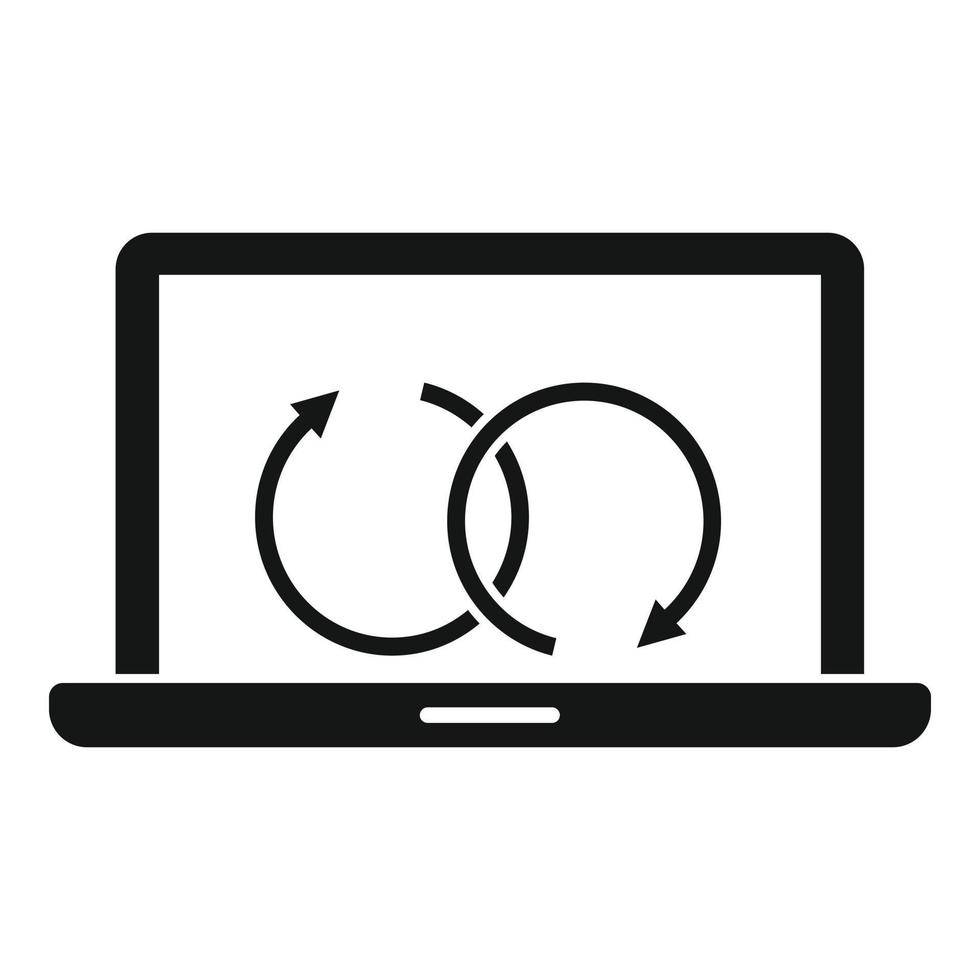 restaurar ícone de links de laptop, estilo simples vetor