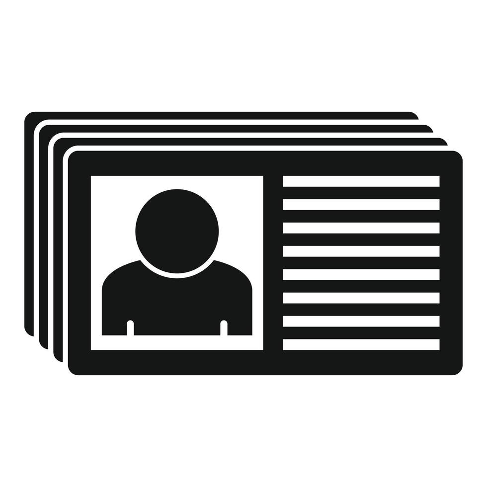 ícone de cartões de recrutador, estilo simples vetor