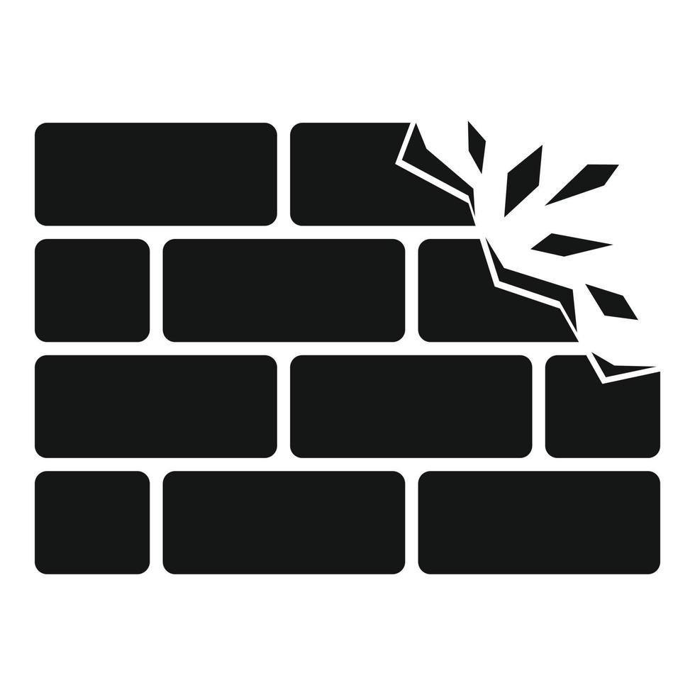 ícone da parede de tijolos de demolição, estilo simples vetor